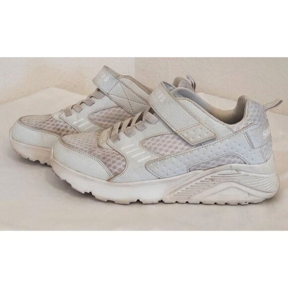 Skechers Girls' Uno Lite White Lace Up Sneaker Air-Cooled Memory Foam Size 3.5Y - Picture 1 of 7